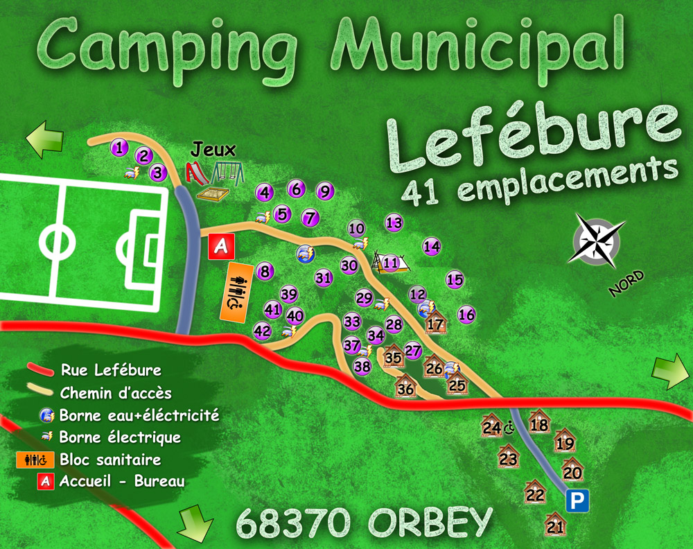 plan du camping Lefébure à Orbey en Alsace